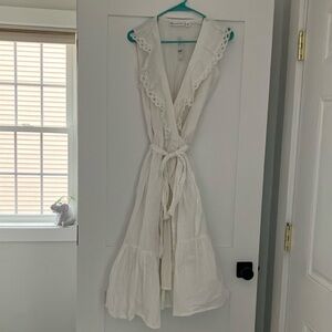 100% Cotton New York & Company White Ruffle Dress